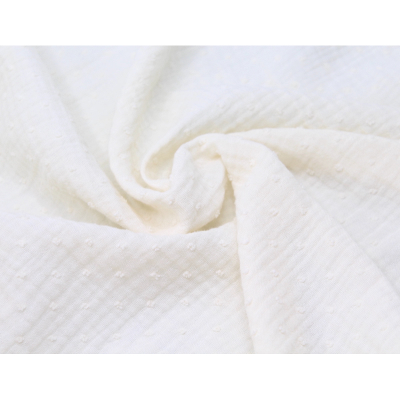 Double gaze de coton BIO plumetis écru
