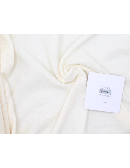 Double gaze de coton BIO plumetis écru