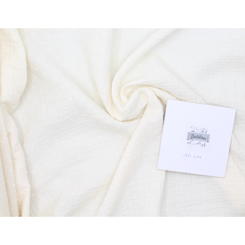 Double gaze de coton BIO plumetis écru