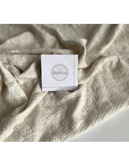 Double gaze de coton Esmée brodée coloris écru