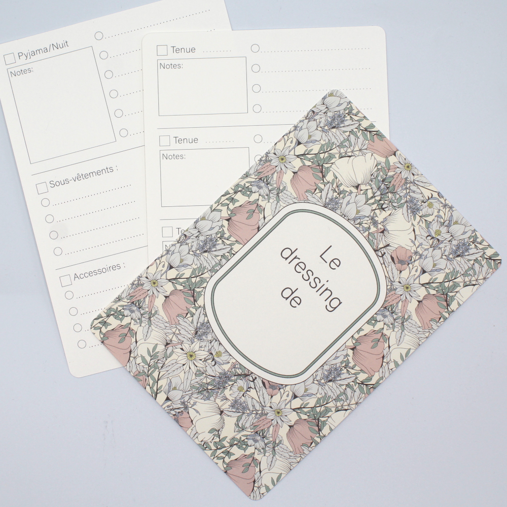 Fiche d'organisation dressing A5 coloris Lina pastel