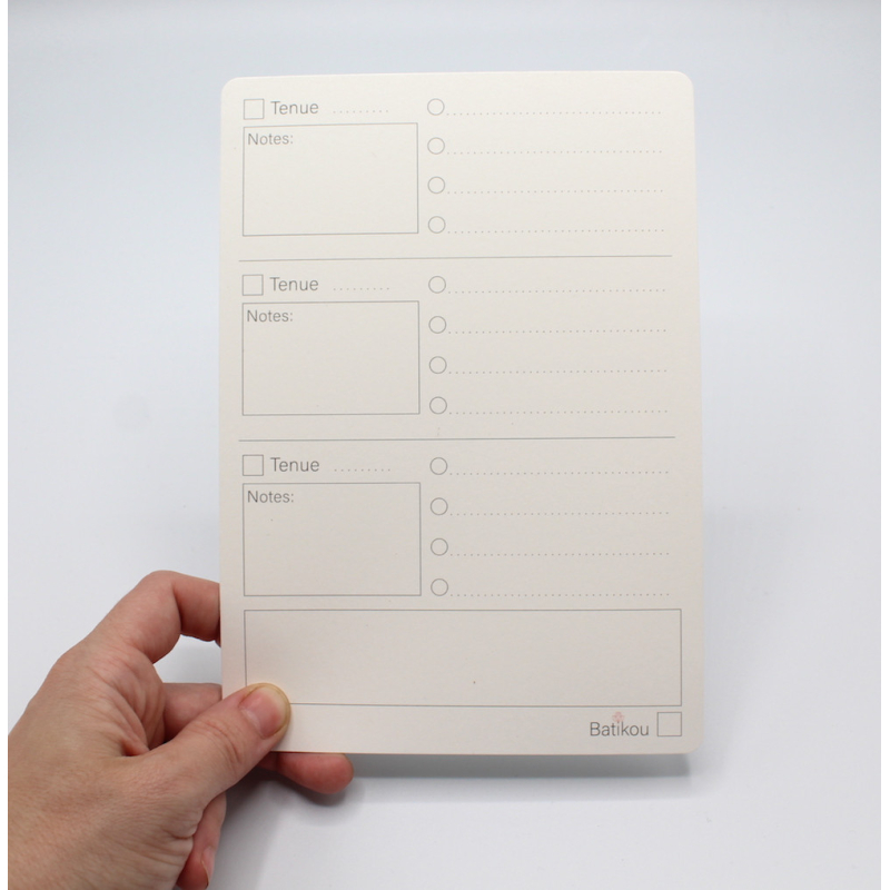 Fiche d'organisation dressing A5 coloris au choix