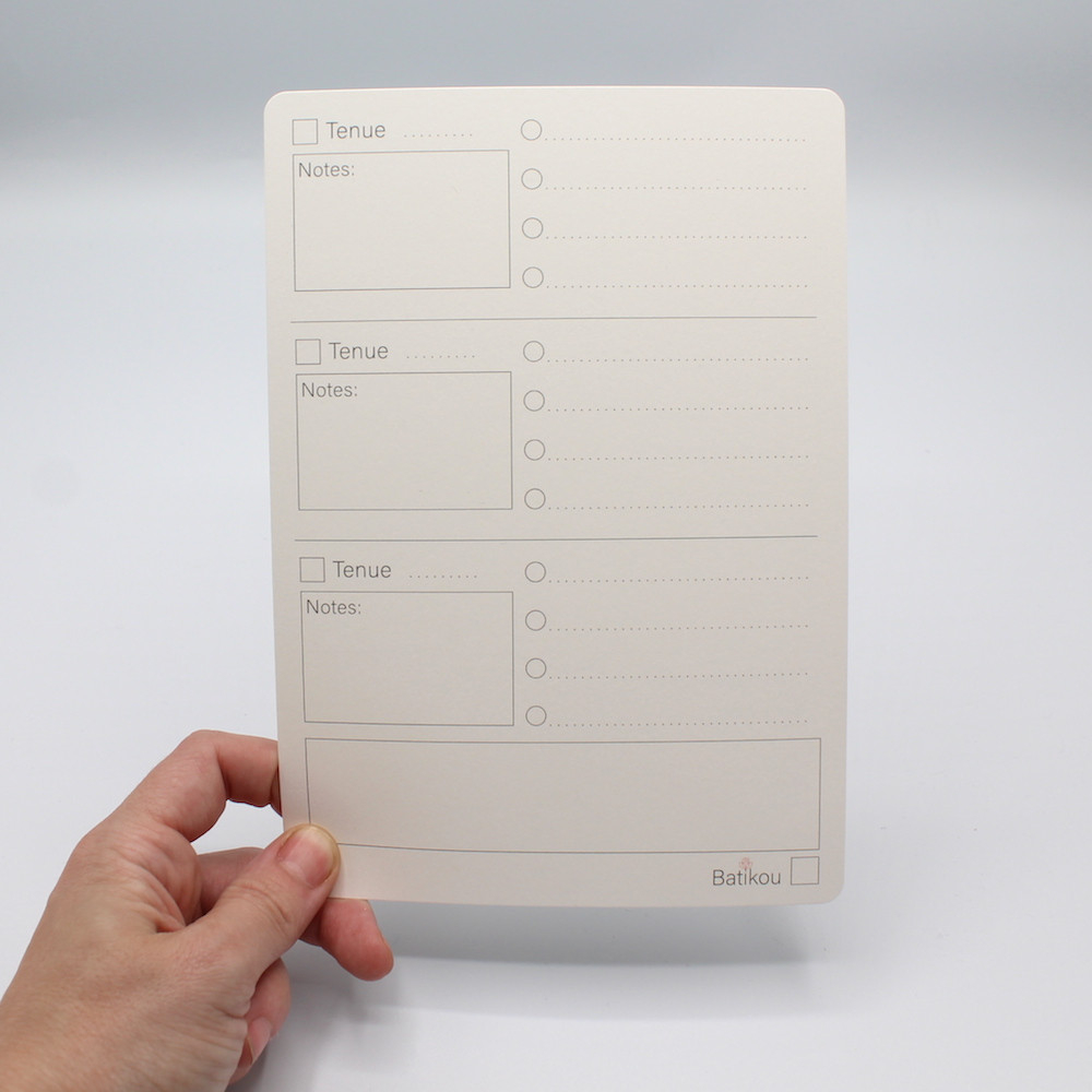 Fiche d'organisation dressing A5 coloris au choix