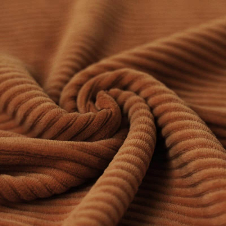 Velours jersey grosses côtes coton coloris noisette Velours jersey grosses côtes coton coloris noisette