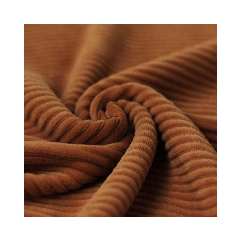 Velours jersey grosses côtes coton coloris noisette