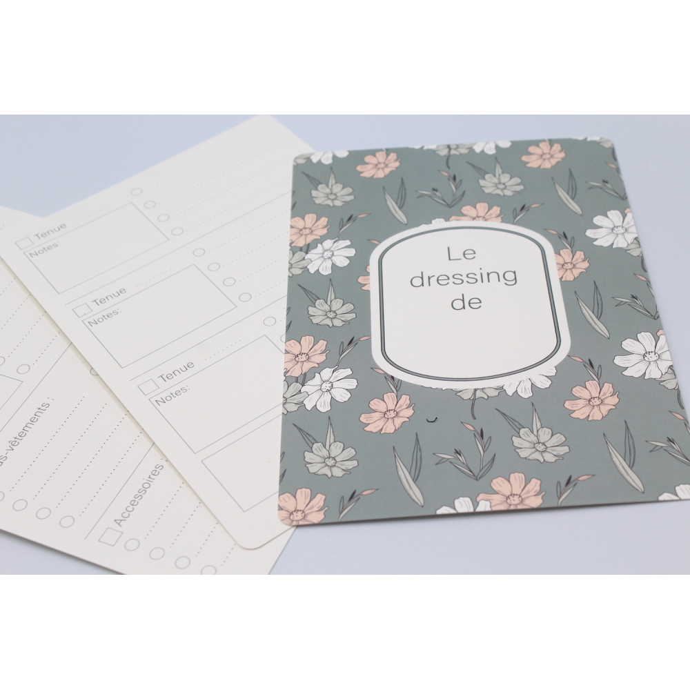 Fiche d'organisation dressing A5 coloris Green flowers