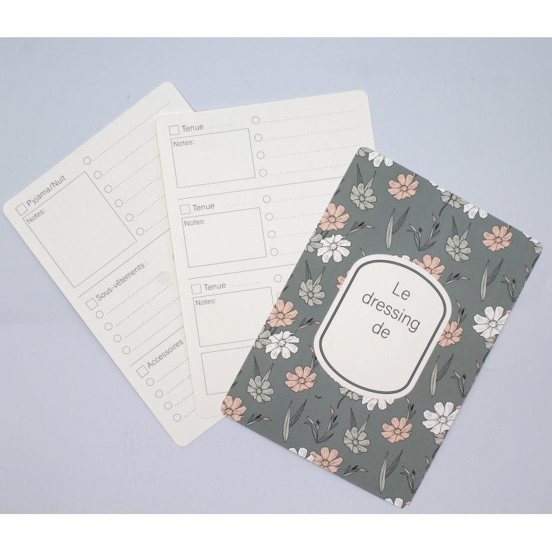 Fiche d'organisation dressing A5 coloris Green flowers