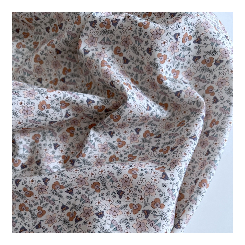 Manon - Batiste de coton SILKYNE à imprimé fleuri Tissus issus de l'agriculture biologique  - 1