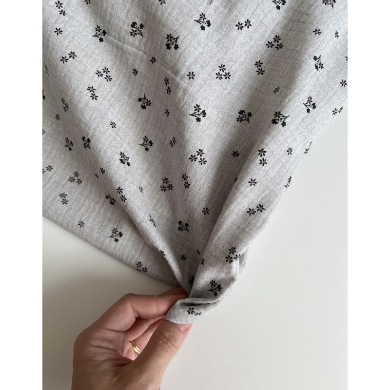 Max - Double gaze de coton double face coloris gris chiné Tissus issus de l'agriculture biologique  - 4