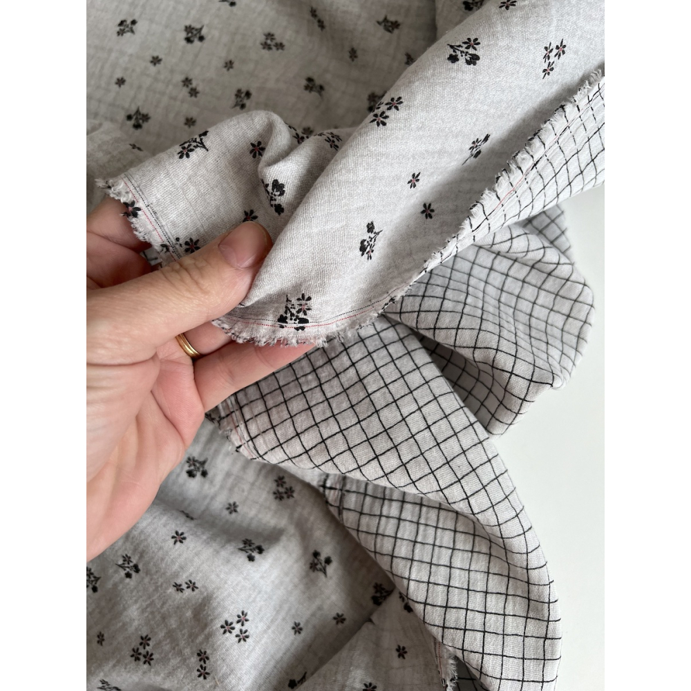 Max - Double gaze de coton double face coloris gris chiné Tissus issus de l'agriculture biologique  - 2