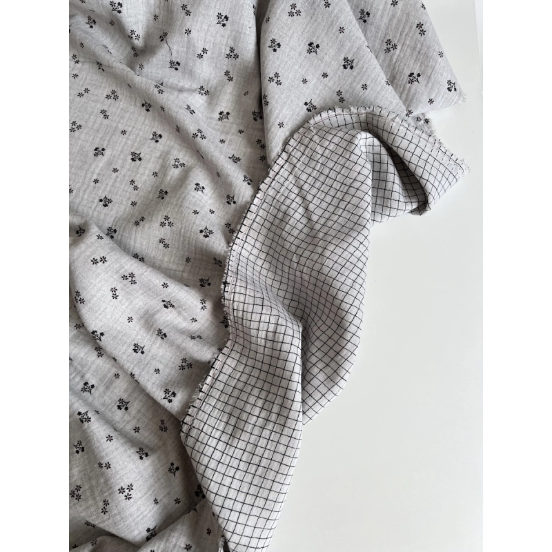 Max - Double gaze de coton double face coloris gris chiné Tissus issus de l'agriculture biologique  - 5