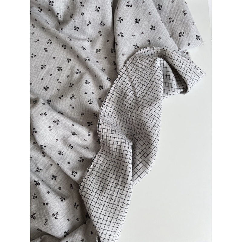 Max - Double gaze de coton double face coloris gris chiné Tissus issus de l'agriculture biologique  - 5