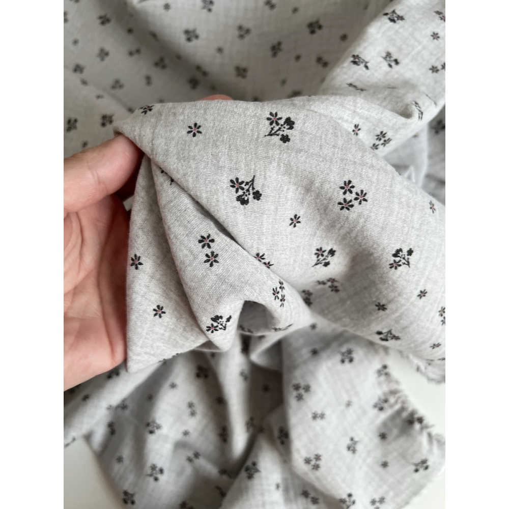 Max - Double gaze de coton double face coloris gris chiné Tissus issus de l'agriculture biologique  - 6