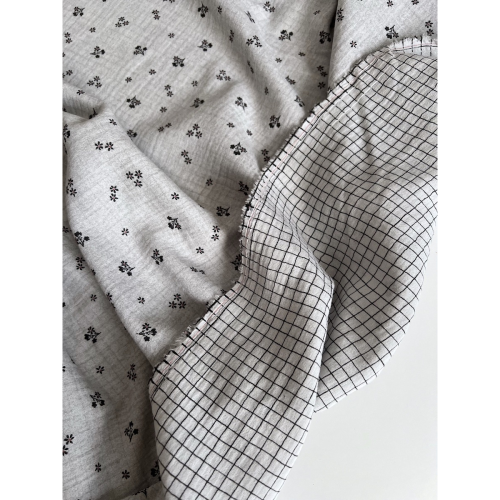 Max - Double gaze de coton double face coloris gris chiné Tissus issus de l'agriculture biologique  - 8