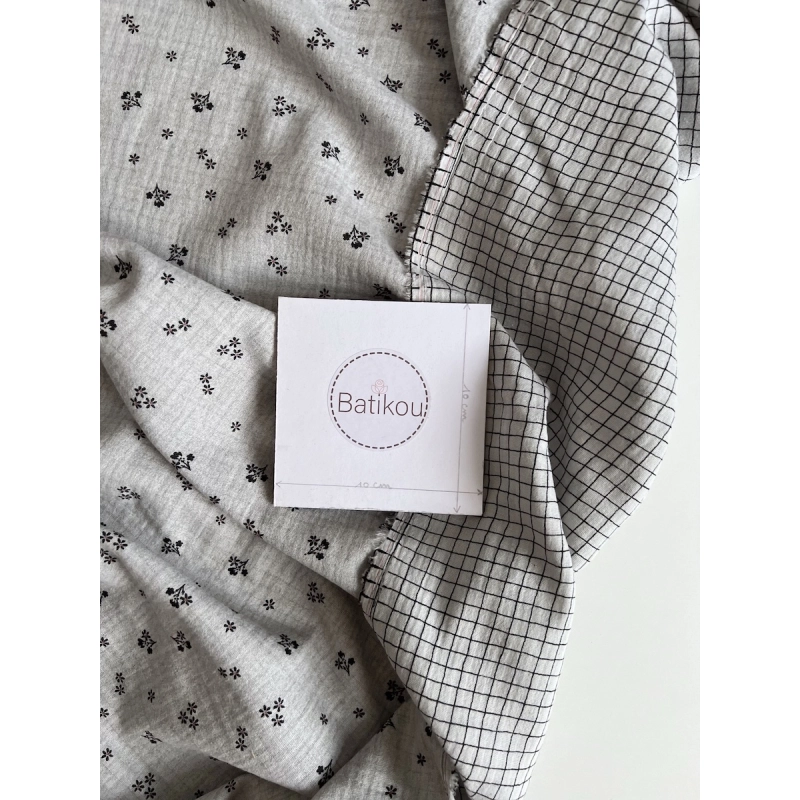 Max - Double gaze de coton double face coloris gris chiné Tissus issus de l'agriculture biologique  - 9