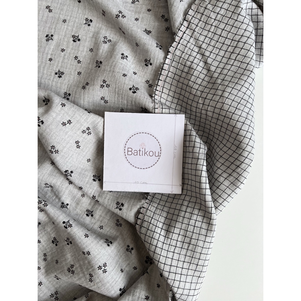 Max - Double gaze de coton double face coloris gris chiné Tissus issus de l'agriculture biologique  - 9