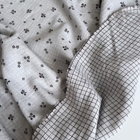 Max - Double gaze de coton double face coloris gris chiné Tissus issus de l'agriculture biologique  - 1 Max - Double gaze de coton double face coloris gris chiné Tissus issus de l'agriculture biologique  - 1