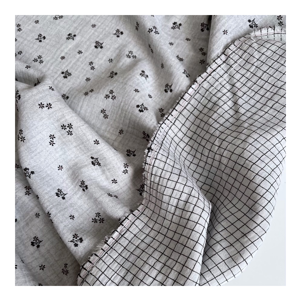 Max - Double gaze de coton double face coloris gris chiné Tissus issus de l'agriculture biologique  - 1