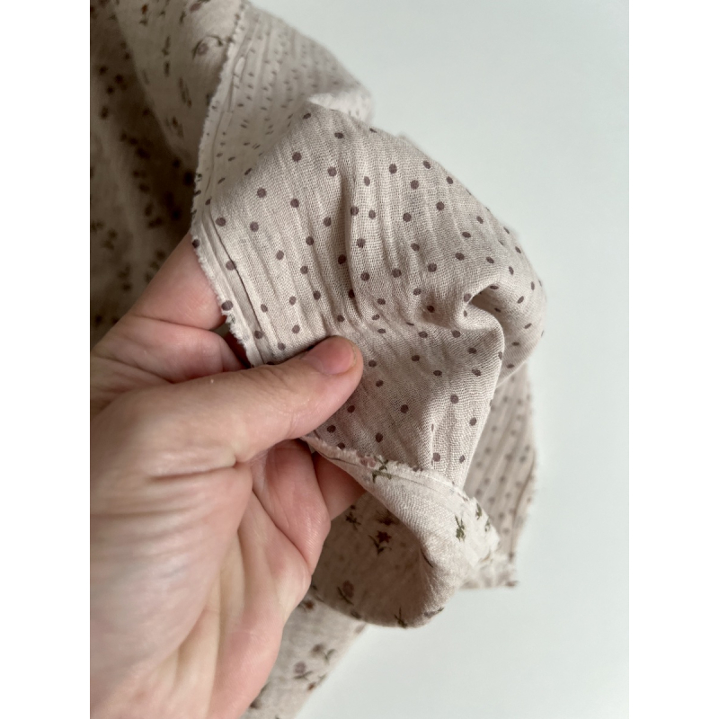 Maxime - Double gaze de coton double face coloris beige chiné Tissus issus de l'agriculture biologique  - 4