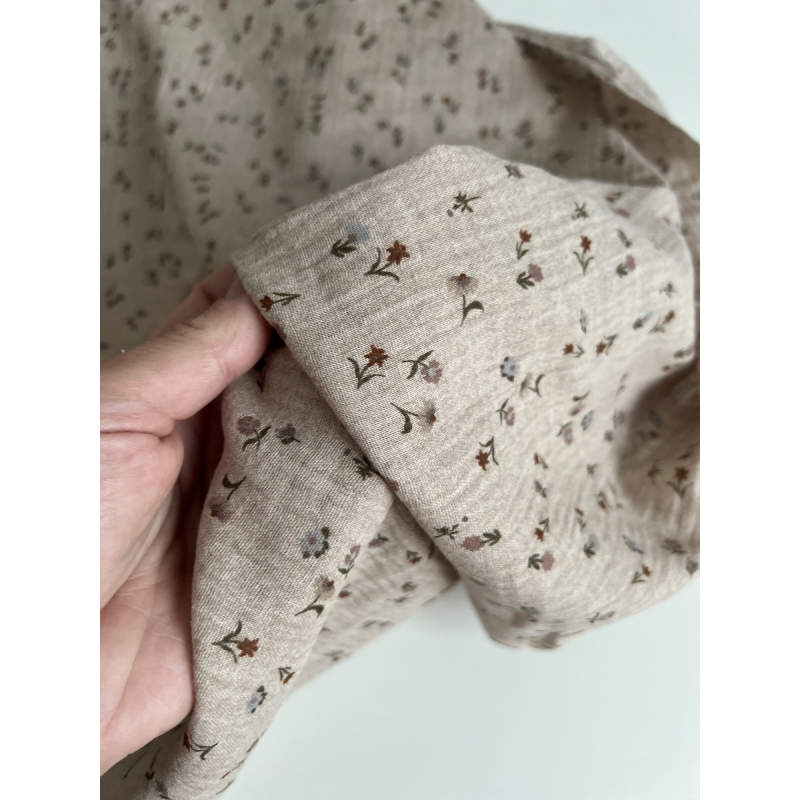 Maxime - Double gaze de coton double face coloris beige chiné Tissus issus de l'agriculture biologique  - 5