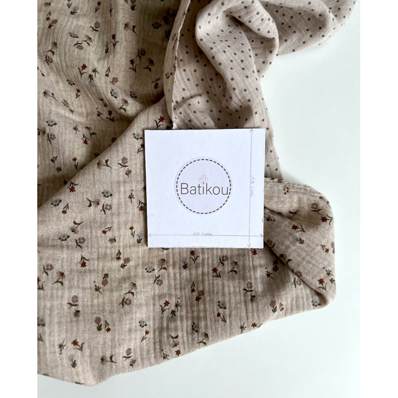 Maxime - Double gaze de coton double face coloris beige chiné Tissus issus de l'agriculture biologique  - 6