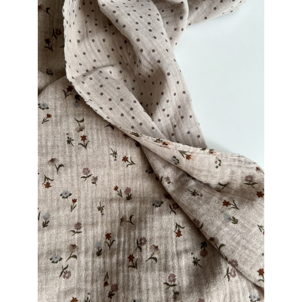 Maxime - Double gaze de coton double face coloris beige chiné Tissus issus de l'agriculture biologique  - 7