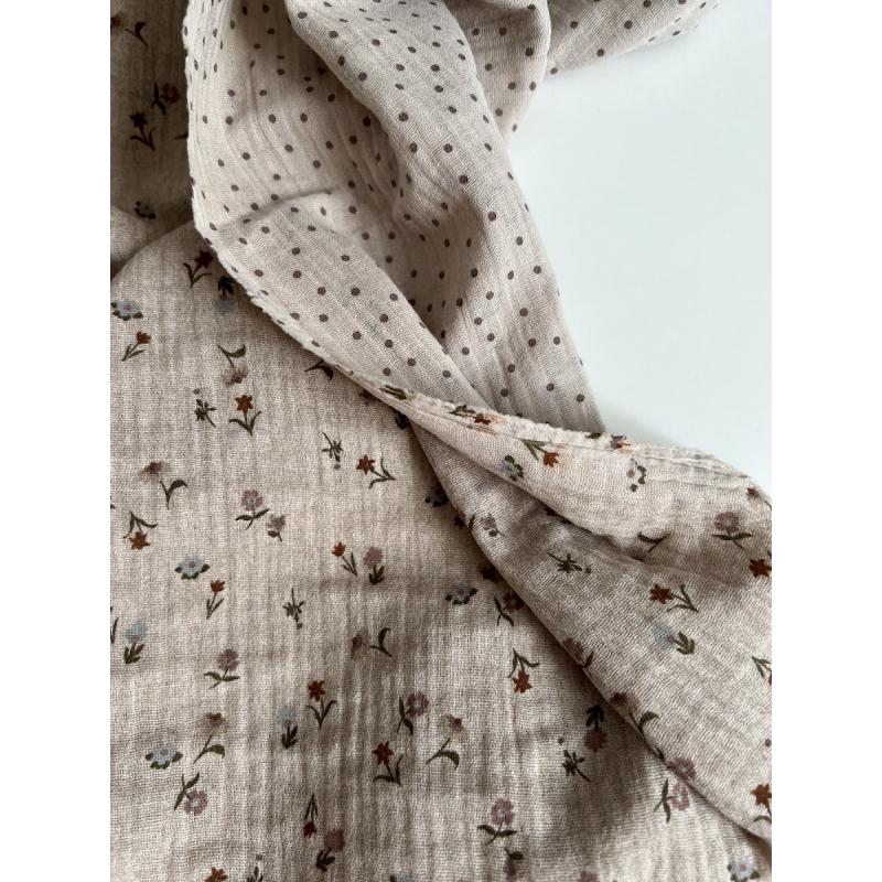 Maxime - Double gaze de coton double face coloris beige chiné Tissus issus de l'agriculture biologique  - 7