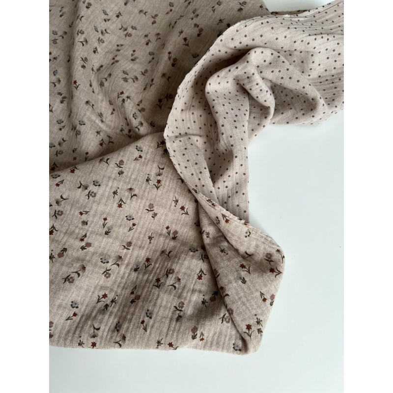 Maxime - Double gaze de coton double face coloris beige chiné Tissus issus de l'agriculture biologique  - 8