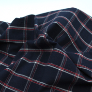 Coton gratté organique imprimé carreaux tartan marine Coton gratté organique imprimé carreaux tartan marine