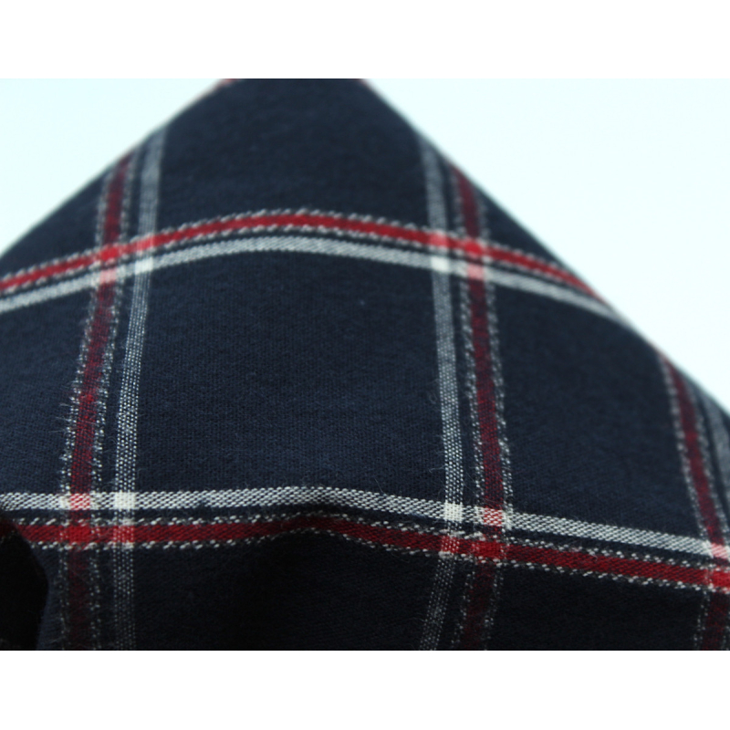 Coton gratté organique imprimé carreaux tartan marine