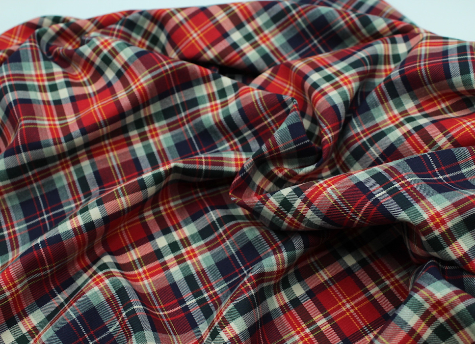 Tissu sergé de coton organique tartan