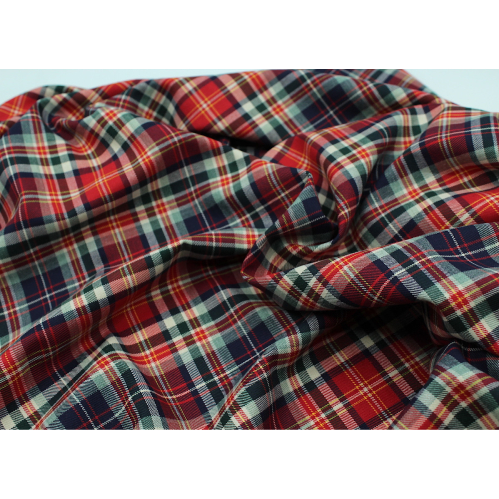 Tissu sergé de coton organique tartan