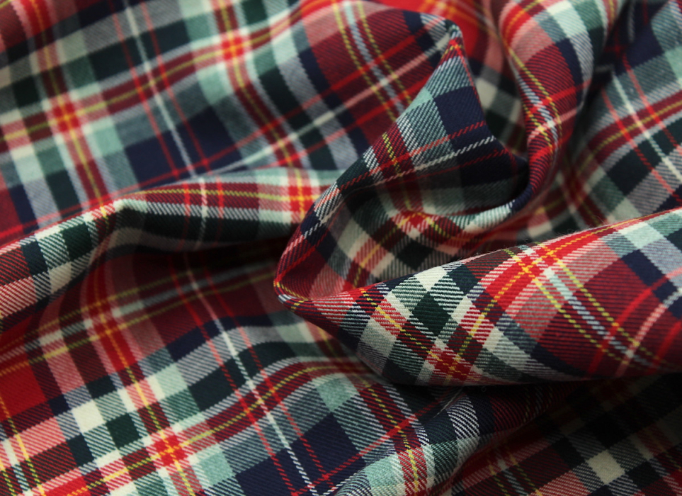 Tissu sergé de coton organique tartan
