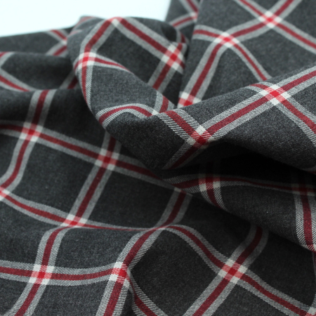 Tissu sergé de coton gratté organique imprimé tartan Tissu sergé de coton gratté organique imprimé tartan