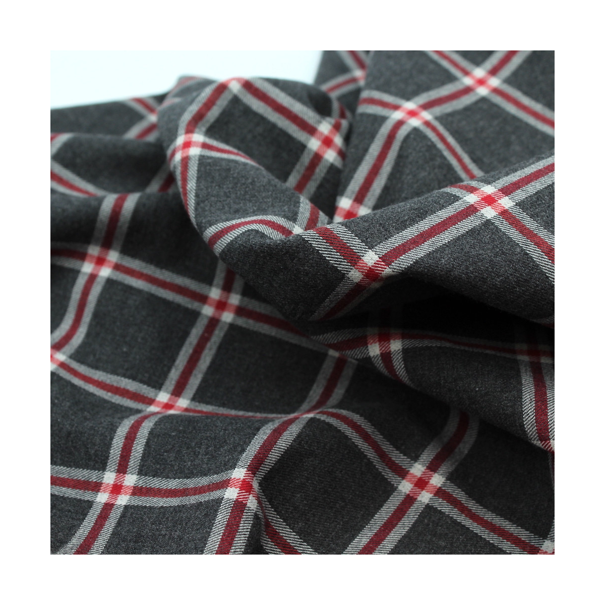 Tissu sergé de coton gratté organique imprimé tartan Tissu sergé de coton gratté organique imprimé tartan