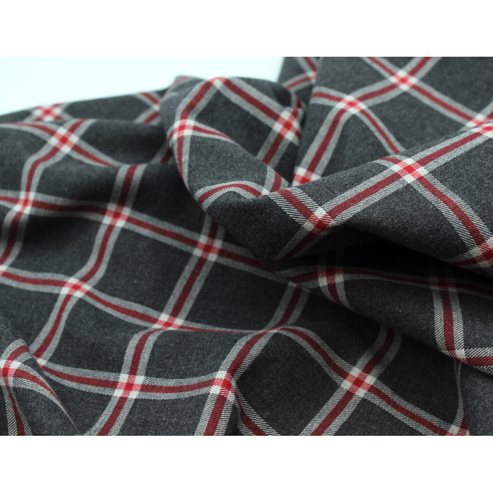 Tissu sergé de coton gratté organique imprimé tartan