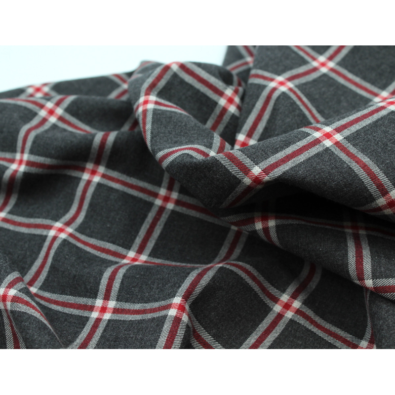 Tissu sergé de coton gratté organique imprimé tartan
