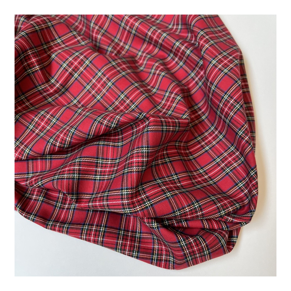 Santa - Tissu sergé de coton organique tartan Batikou - 1