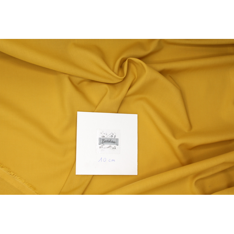 Voile de coton organique uni coloris moutarde Voile de coton organique uni coloris moutarde