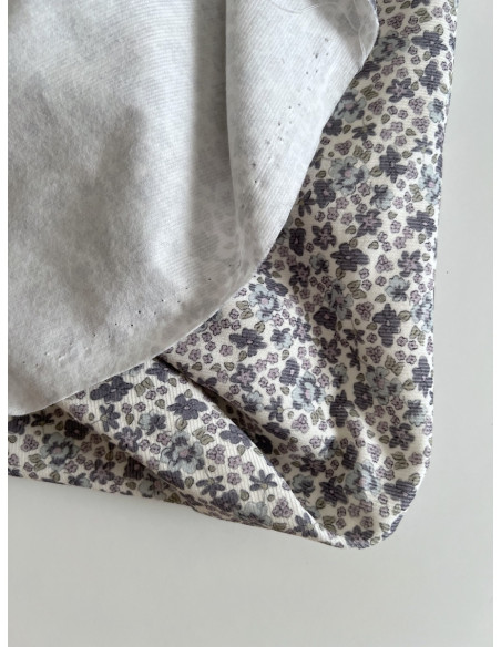 Kristen - Velours milleraies coton organique imprimé fleuri lavande  - 2