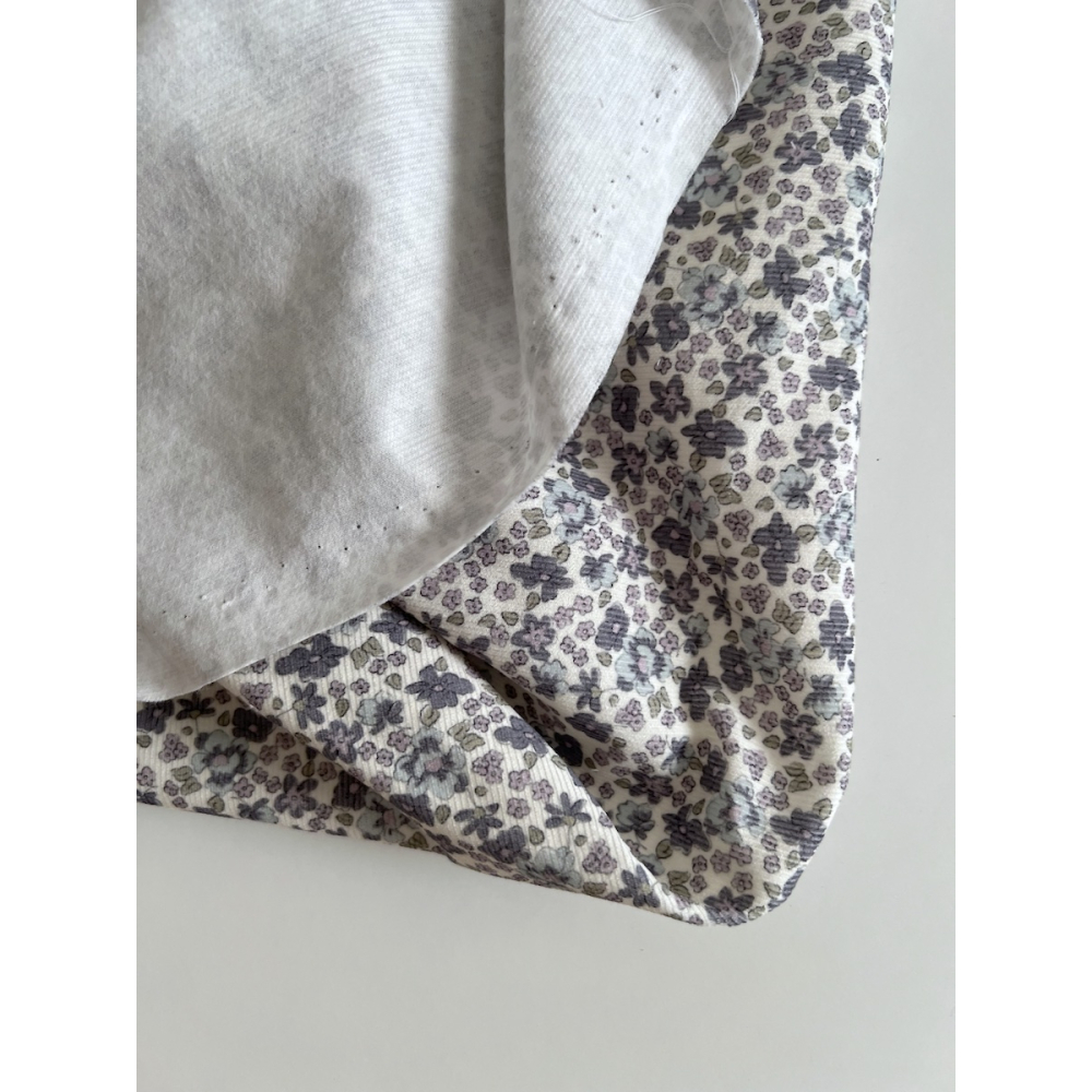 Kristen - Velours milleraies coton organique imprimé fleuri lavande  - 2