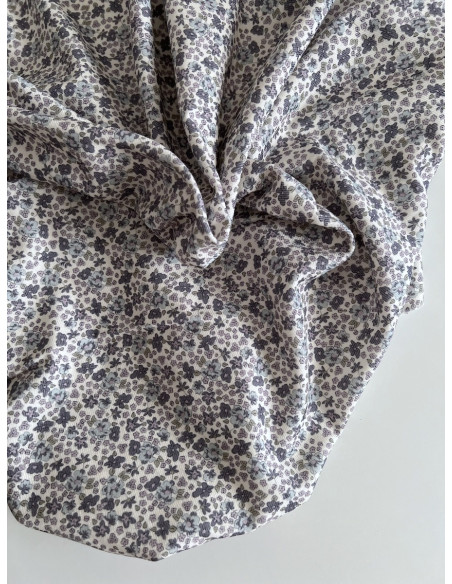 Kristen - Velours milleraies coton organique imprimé fleuri lavande  - 3