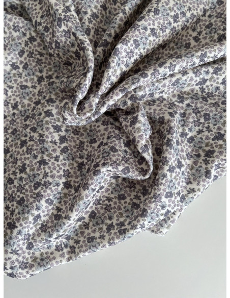 Kristen - Velours milleraies coton organique imprimé fleuri lavande  - 4