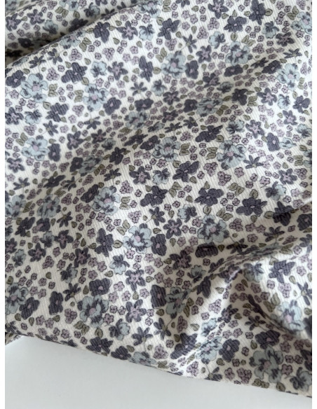 Kristen - Velours milleraies coton organique imprimé fleuri lavande  - 6