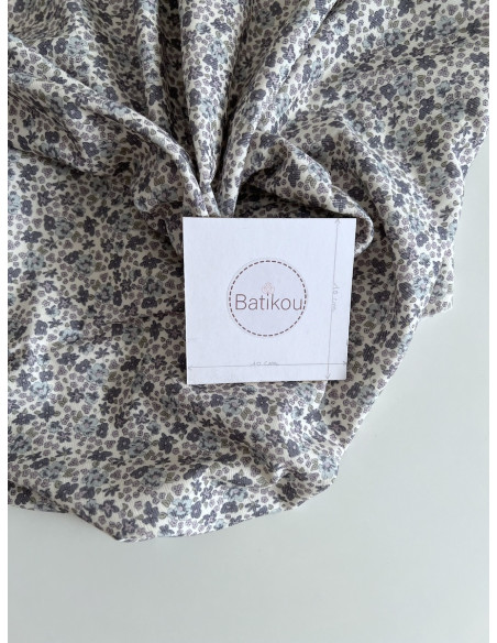 Kristen - Velours milleraies coton organique imprimé fleuri lavande  - 7