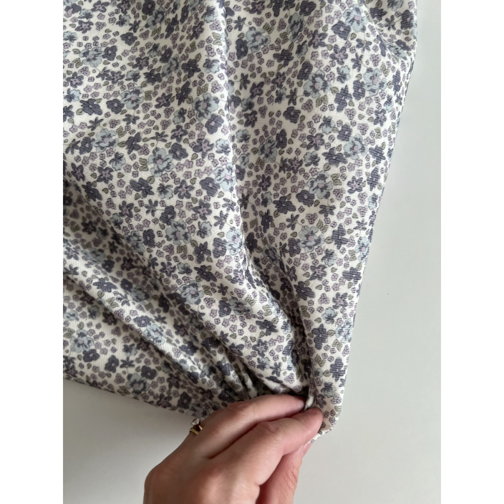 Kristen - Velours milleraies coton organique imprimé fleuri lavande  - 9