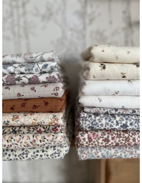 Kristen - Velours milleraies coton organique imprimé fleuri lavande  - 10