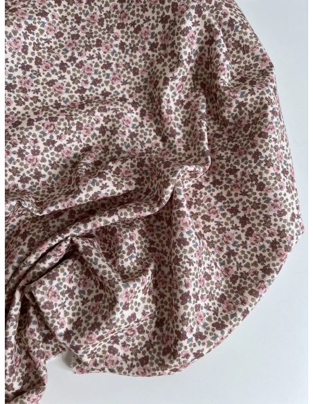 Kristen - Velours milleraies coton organique imprimé fleuri rose  - 6