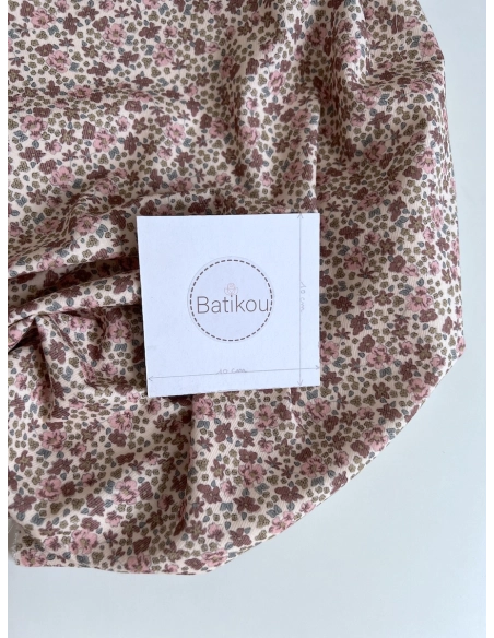 Kristen - Velours milleraies coton organique imprimé fleuri rose  - 4