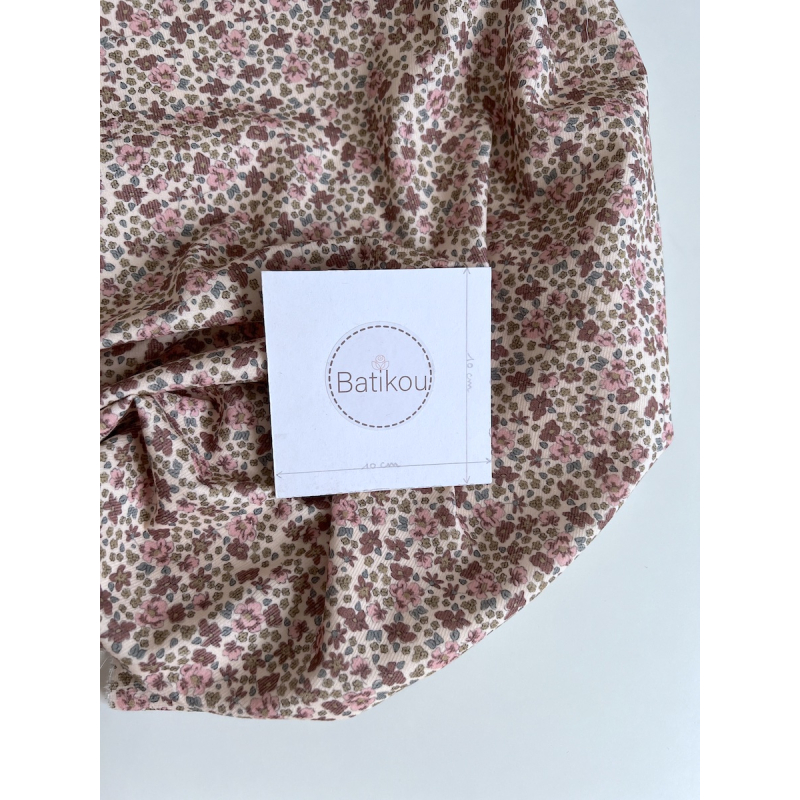 Kristen - Velours milleraies coton organique imprimé fleuri rose  - 4